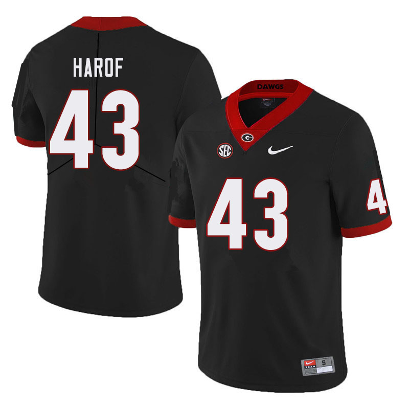 Men #43 Chase Harof Georgia Bulldogs College Football Jerseys Sale-Black